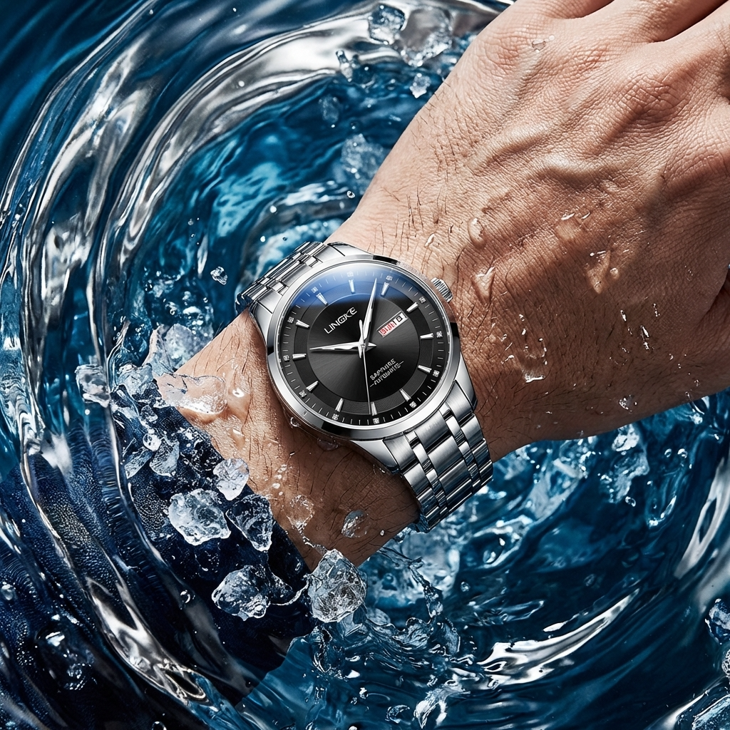 Men Automatic Mechanical Wristwatch – Ultra-Thin 39mm Stainless Steel Watch with Dual Calendar &amp; 50M Waterproof