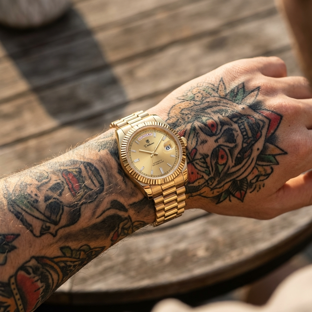 Men’s Automatic Calendar Watch – Stainless Steel Mechanical Timepiece with Day-Date Display, Mineral Crystal &amp; Waterproof Design