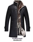 Men's Mid-length  Collar Sheepskin Thickened Fur Overcoat Coat