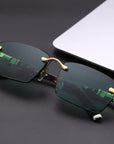 Dark Green Frameless Trimmed Sunglasses