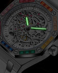 Men's Silicone Band Rainbow Diamond Automatic Mechanical Watch