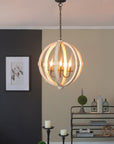 6 - Light Wood Chandelier With Adjustable Chain , Bulb Not Included ( USA ONLY + 3 TO 5 DAYS SHIPPING)