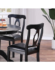 5pc Set Round Table 4x Side Chairs Cushion Fabric Upholstery Seat Rubberwood Black Color Furniture ( USA ONLY + 3 TO 5 DAYS SHIPPING)