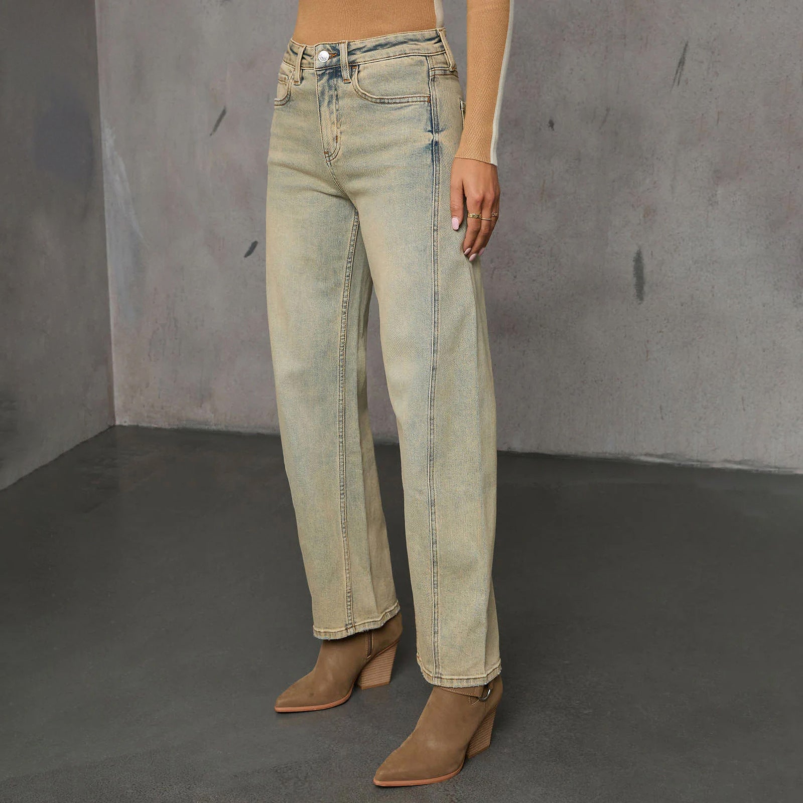 Vintage Stretch High-Waist Straight Leg Jeans