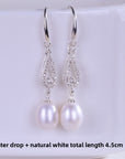 Women Natural Freshwater Pearl Earrings – 925 Sterling Silver Korean Style Heart & Water Drop Jewelry