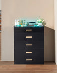 5-drawer Cabinet With Light Tempered Glass Cabinet And Bedside Table ( USA ONLT 3 TO 7 DAYS SHIPPING)