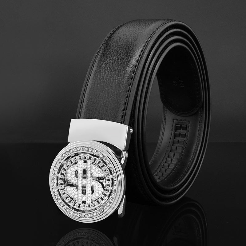 Belt Men&#39;s Leather Automatic Buckle