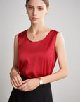 Women 100% Mulberry Silk Sleeveless Camisole Top – Satin Loose Fit Elegant Solid Color Summer Layering Vest