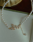 Women's Antique Pearl Butterfly Necklace