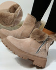 Thick Plush Snow Boots Women Faux Suede Non-slip Winter Shoes