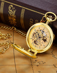 Flip Manual Mechanical Pocket Watch Roman Engraved Skeleton