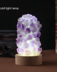 Natural Amethyst Vug Tooth Flower Mini Night Light Usb Plug-in