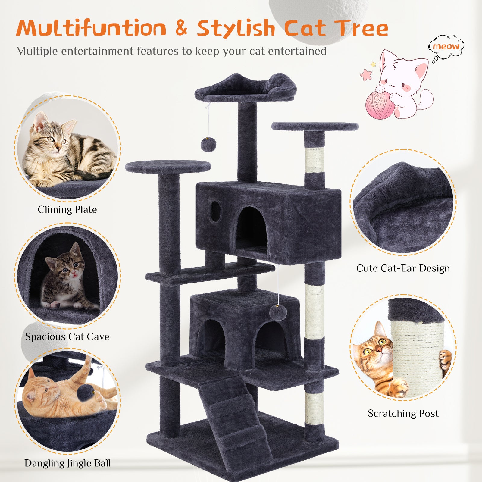 Multi Functional Cat Treehouse Cat Climbing Frame ( USA ONLY + 3 TO 5 DAYS SHIPPING)