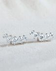 High-grade Moissanite Studs Curved Five Stone Sterling Silver K Gold Plating Ear Rings women