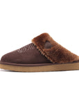 Unisex Thermal Leather House Slippers – Warm Fur Lined Slip-On Winter Indoor Shoes with EVA Sole