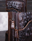 Men’s Waxed Cowhide Leather Satchel – Korean-Style Casual Chest Bag