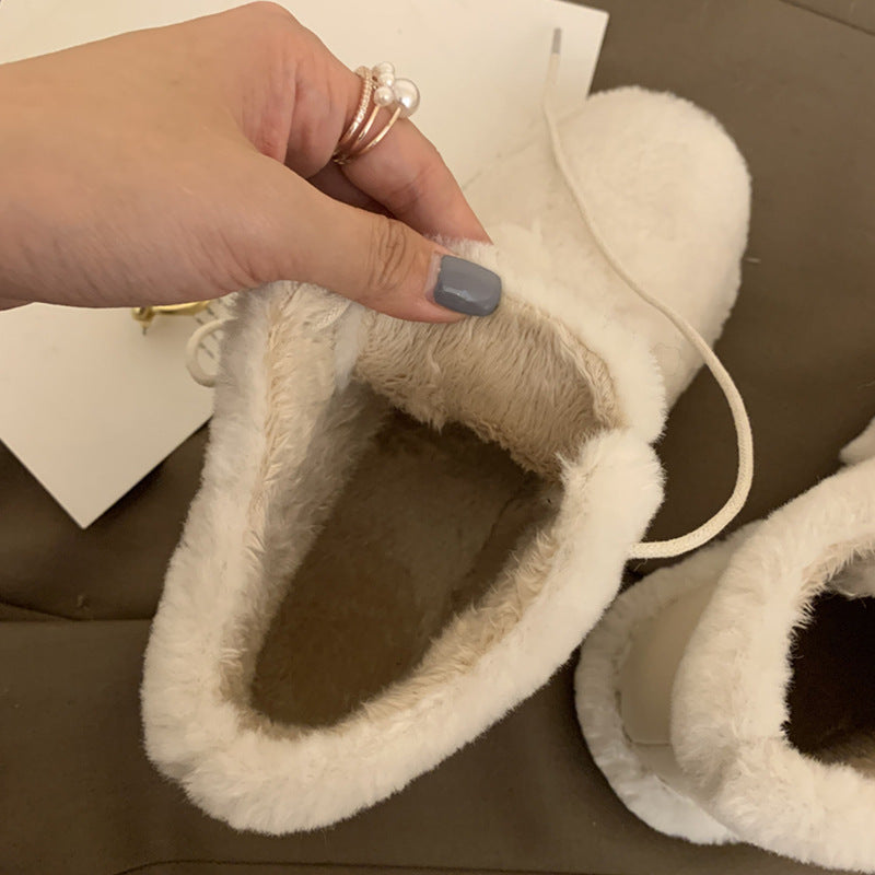 Warm Cotton Shoes With Fleece And Thick Fur