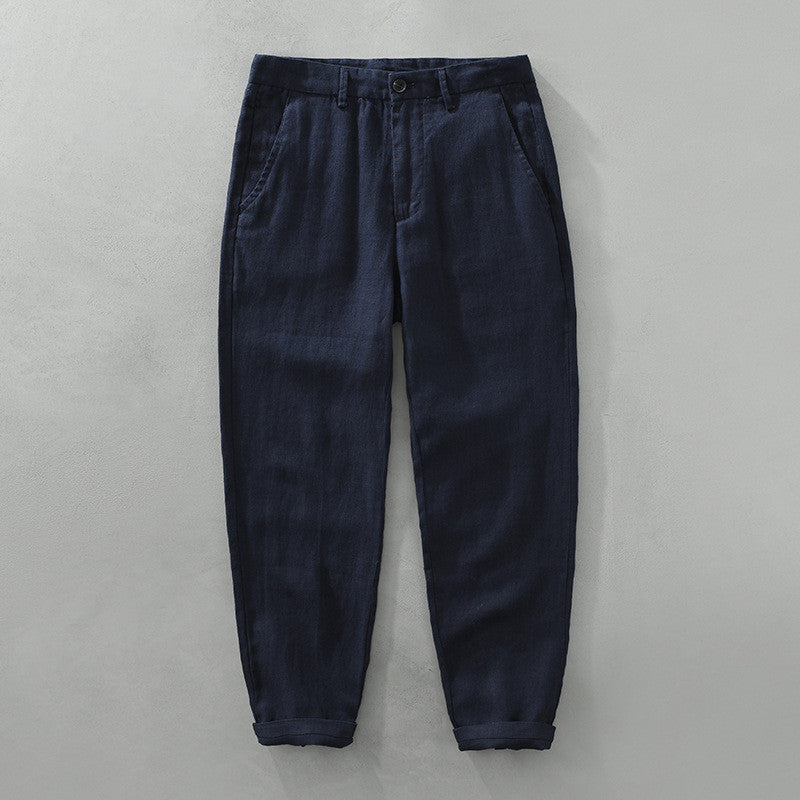 Men’s Pure Linen Loose Casual Cropped Pants – Lightweight Summer Comfort