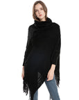 Acrylic Fringed Sweater High Collar Warm Sleeve Pullover Cloak