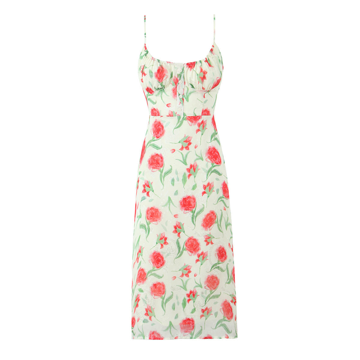 Women’s Printed Sling Dress – Slim Fit Backless Mid-Length Elegance