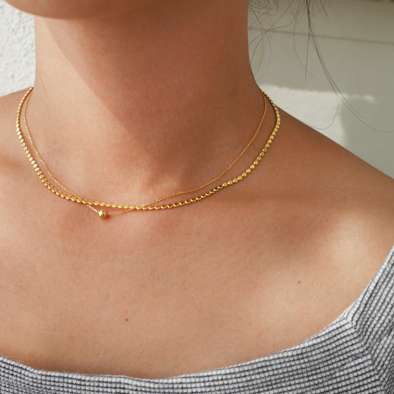 18k gold Frigid Wind Simple  Chic Net Red Neck Chain