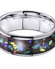 8mm Inlaid Galaxy Broken Opal Tungsten Ring MEN