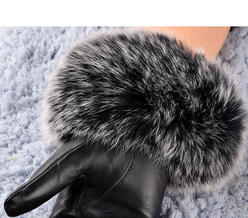 Women&#39;s Sheepskin Fleece-lined Warm Gloves