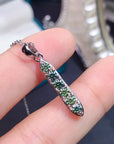 925 Silver Inlaid Green Moissanite Pendant  UNISEX