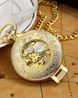 Flip Manual Mechanical Pocket Watch Roman Engraved Skeleton