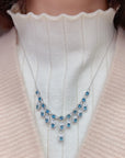 Women's Natural Blue Topaz Necklace - Sterling Silver Gemstone Jewelry (925 Silver Inlaid, Fashion Pendant Necklace)