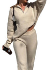 Lapel Long Sleeve Straight-leg Pants Women's Suit