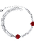 925 Sterling Silver LAB GROWN STONES Chain Double Layer BRACLET FOR WOMEN