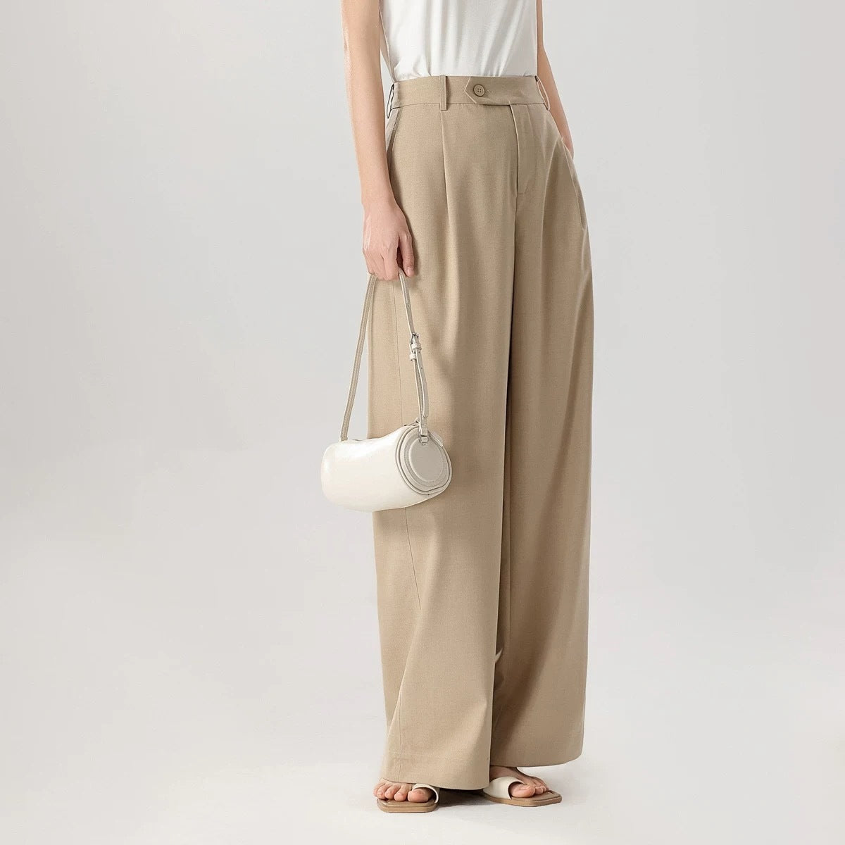 Women’s Loose Casual Work Pants - High Waist Viscose Trousers (Coffee/Gray/Black, S-XL) Office Commute Wide Leg Pants