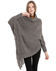 Acrylic Fringed Sweater High Collar Warm Sleeve Pullover Cloak