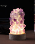 Natural Amethyst Vug Tooth Flower Mini Night Light Usb Plug-in