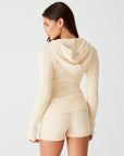 Women’s Knitted Sweater Hoodie & Shorts Set – Cozy Two-Piece for Autumn/Winter