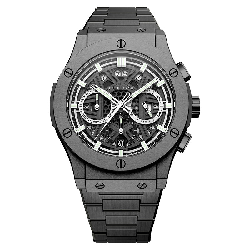 Men’s Multifunction Waterproof Luminous Chronograph Watch – 42mm Quartz Calendar Stainless Steel Strap Sport Business Timepiece