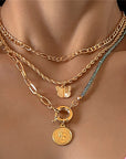 Stacked Asymmetric Beaded Butterfly Multilayer Necklace