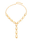 Women’s Metal Textured Y-Shaped Cross Chain Necklace – Geometric Oval Pendant Electroplated Alloy
