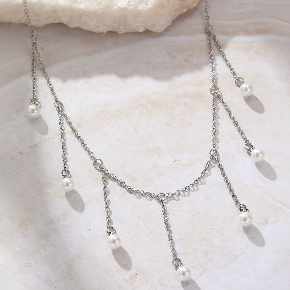 Women Tassel Pearl Necklace – Elegant Drop-Shaped Imitation Pearl Pendant Long Chain Fashion Jewelry
