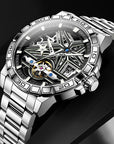 Men’s Double-Sided Hollow Automatic Mechanical Watch – Stainless Steel Fashion Timepiece