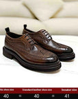 Men Brogue Genuine Leather Shoes – Classic British Carved Lace-Up Dress Shoes with Height Increase Thick Sole