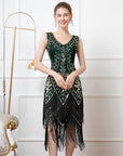 Double-layered Tassel V-neck Bead Dress