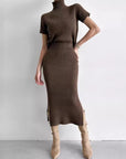 Women’s Slit Sheath Skirt Suit – Elegant Two-Piece Top & Skirt Set