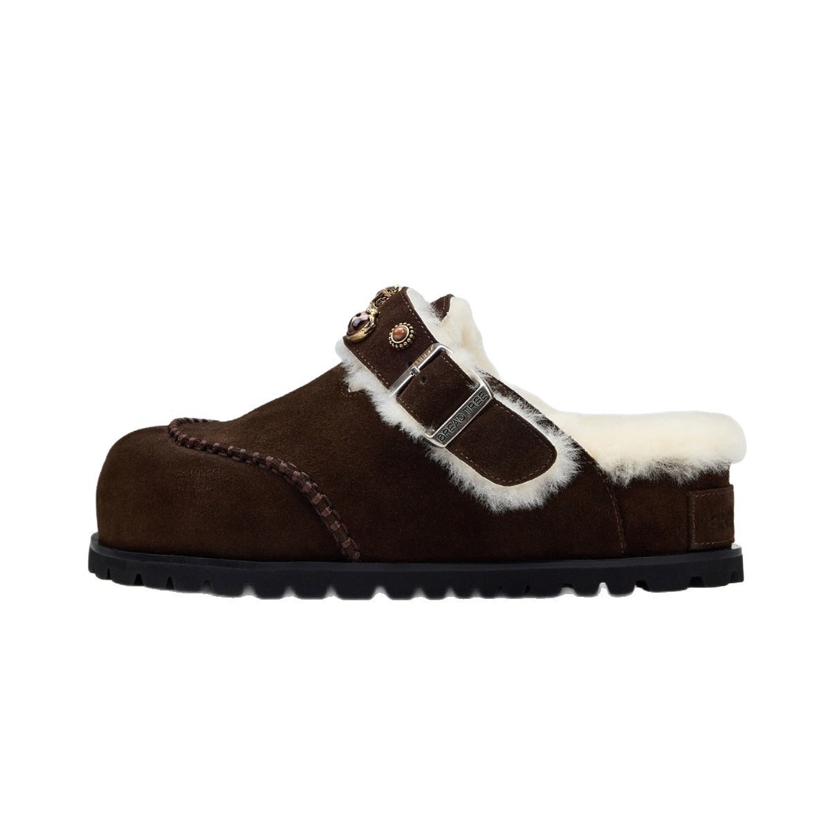 Women’s Wool Lined Platform Slippers – Suede Leather Thick Sole Warm Indoor Outdoor House Slippers