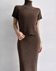Women’s Slit Sheath Skirt Suit – Elegant Two-Piece Top & Skirt Set