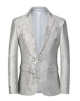 Men’s Floral Gilded Blazer – Slim Fit Cotton Blend Casual Suit Jacket