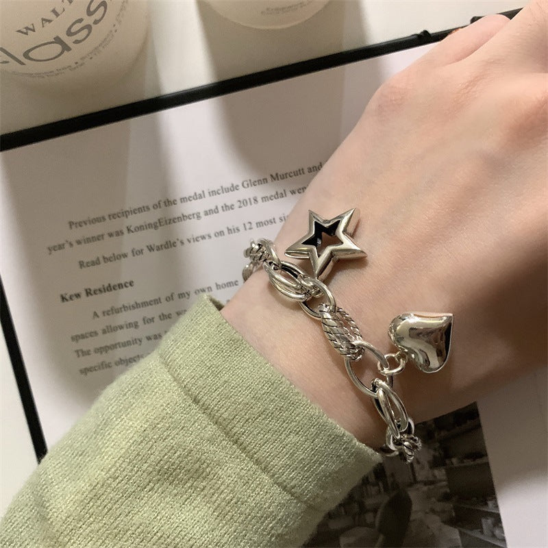 925 Sterling Silver Vintage Love Star  Bracelet