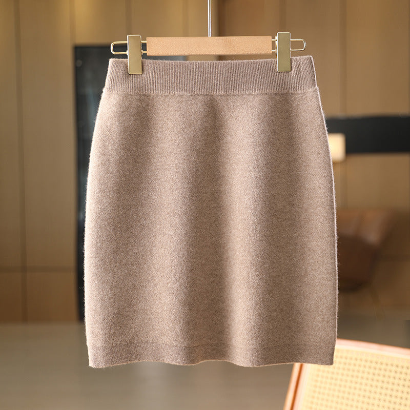 Women’s Pure Wool Knit Skirt – Elegant High-Elastic Short Skirt for Commuting Chic