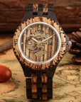 Zebra Strap Automatic Mechanical Wooden Watch